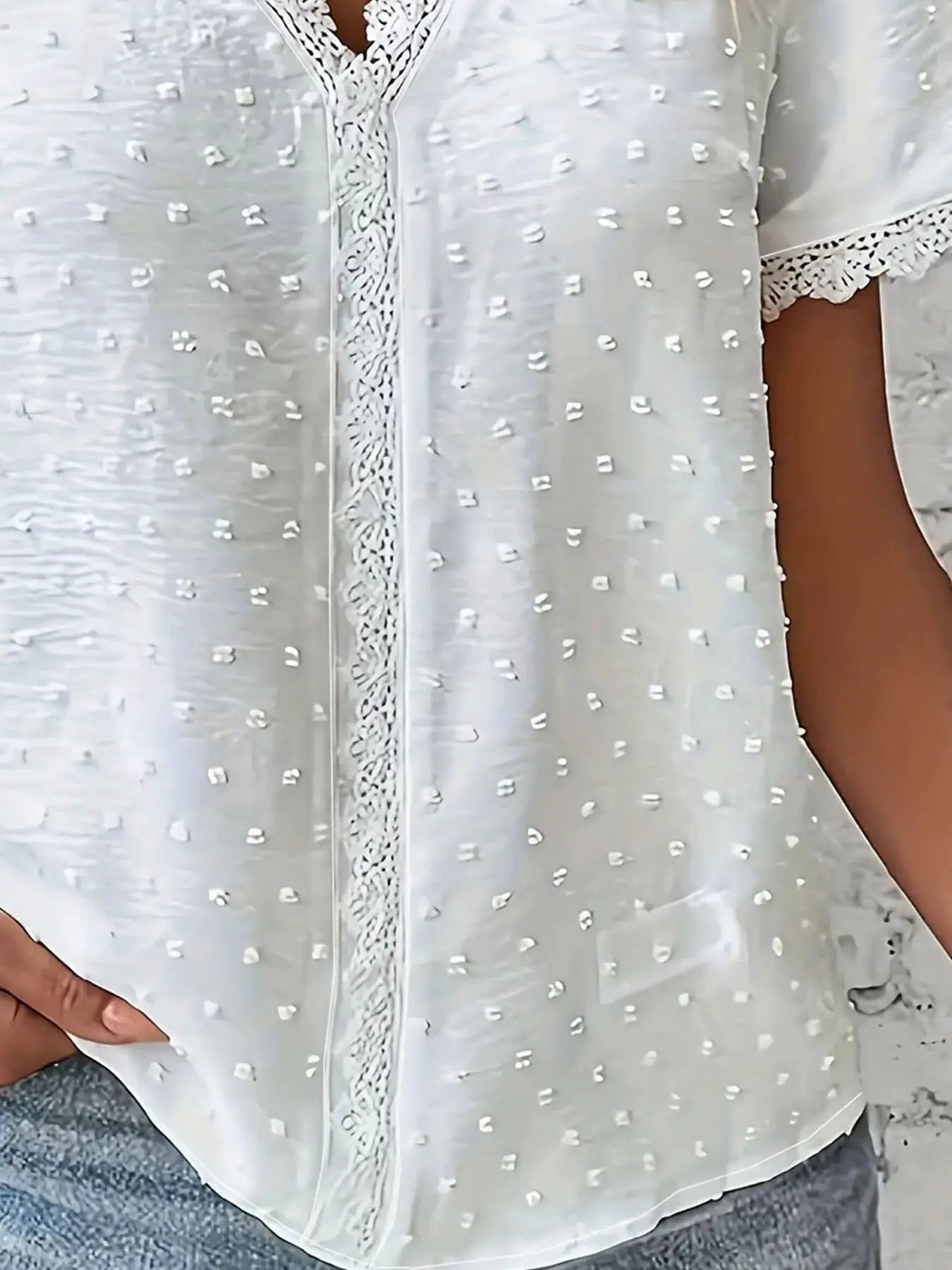 LuxeWear Women Plus Size Loose Fit Shirt Breathable Polyester Tatting Weave For All Day Comfort
