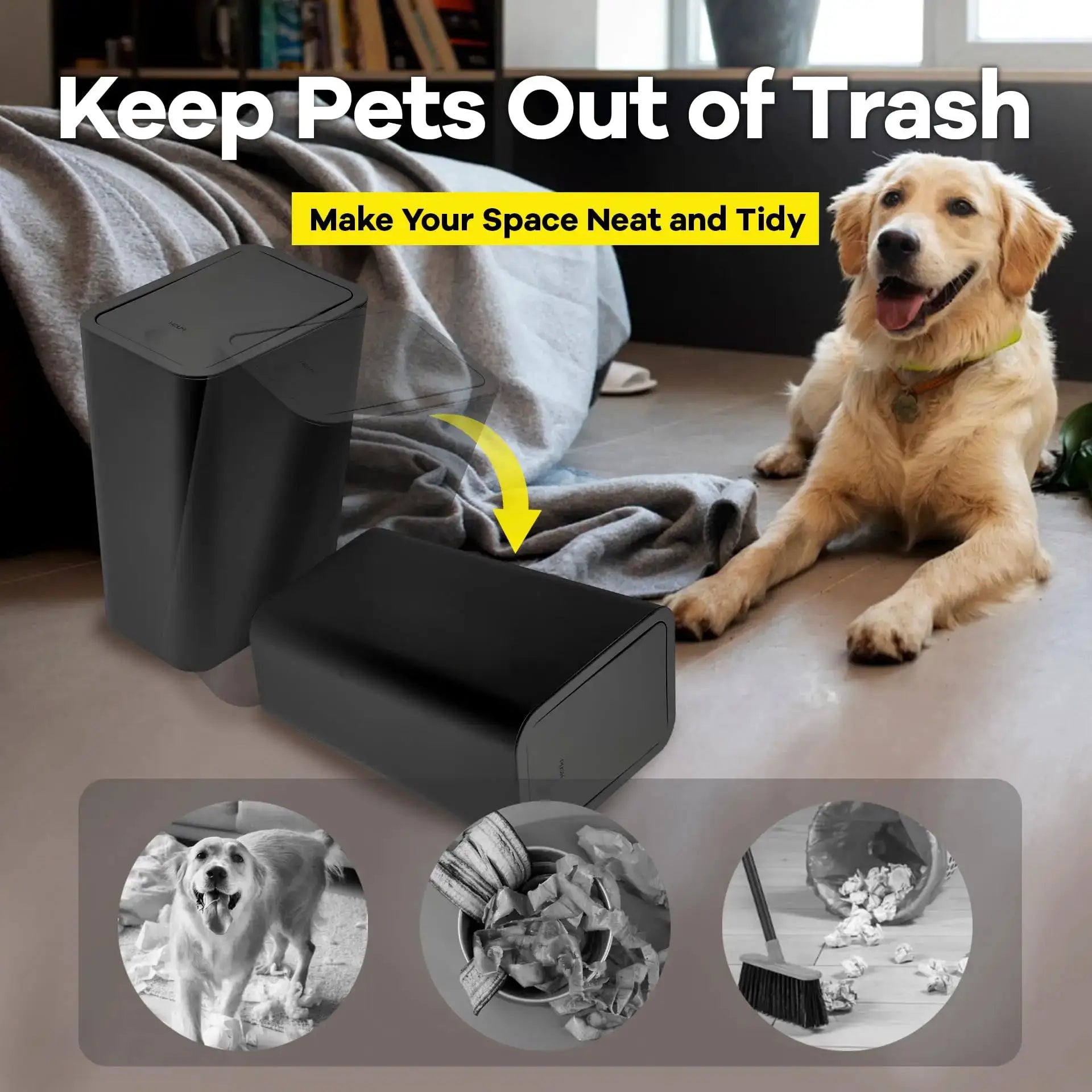 Simples Market bathroom trash can, 10L, dark gray plastic with press-top lid