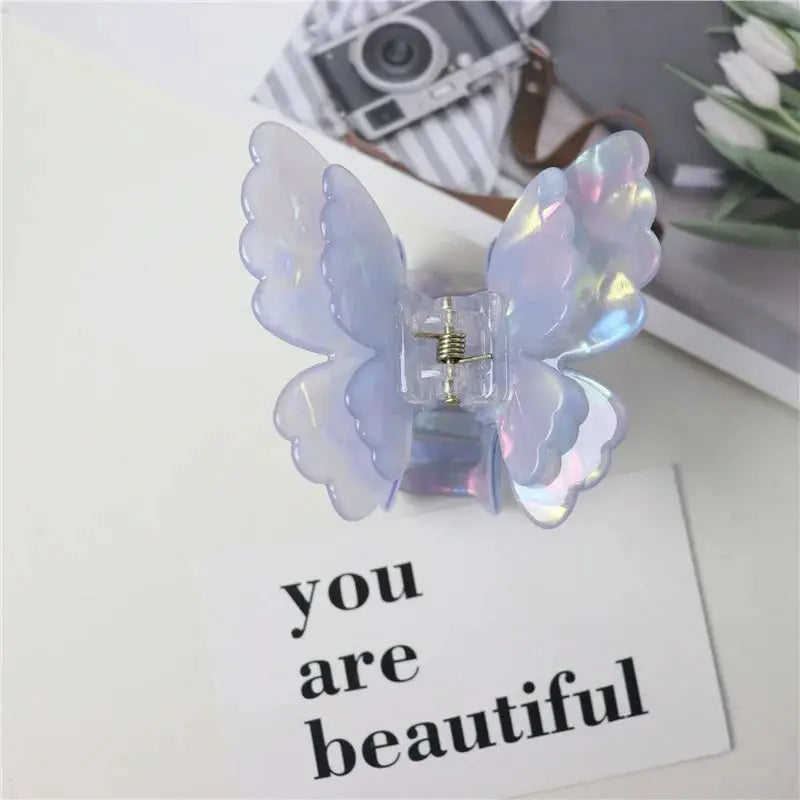 Colorful Butterfly Hair Clips For Women And Girls Pearlescent Fairy Gripper Clips Beach Summer Accessories