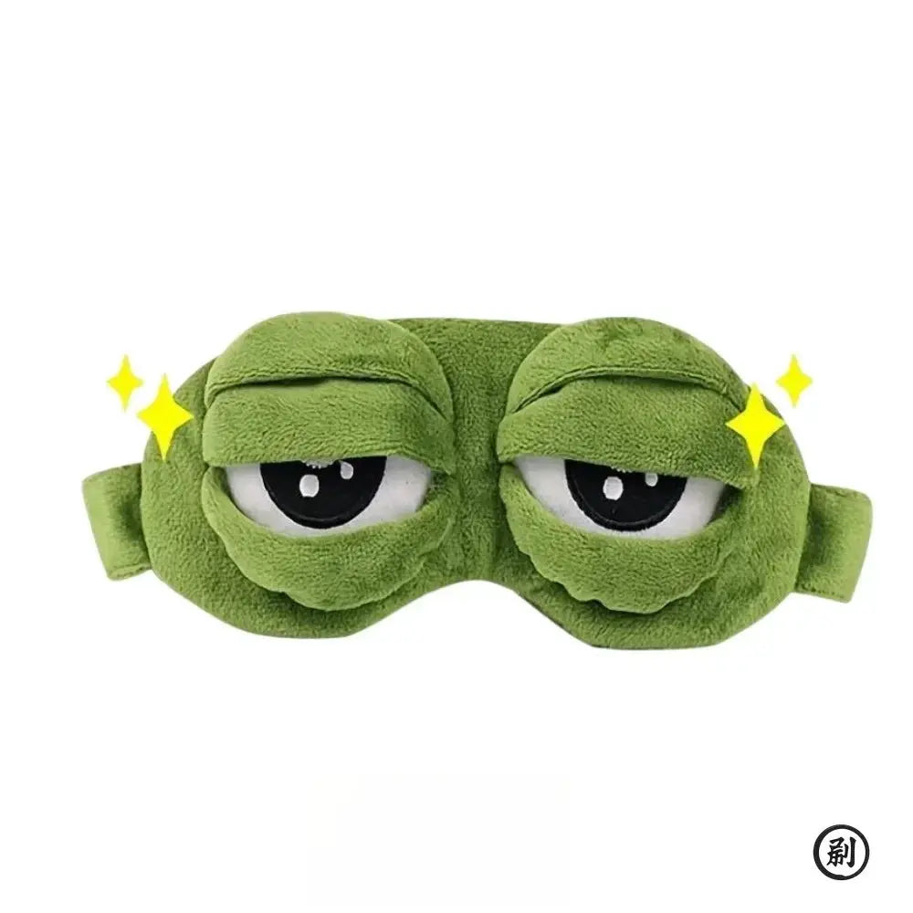 3D Frog Sleep Mask Cartoon Unisex Eyeshade Soft Portable Blindfold for Travel and Office Naps Comfortable Light Blocking