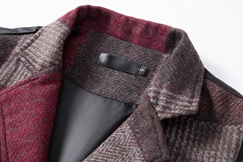 Green tweed plaid waistcoat with lapel; slim-fit wedding groomsmen vest
