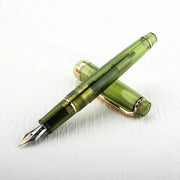 Jinhao 82 green acrylic fountain pen set with gold trim and converters (2 pens)