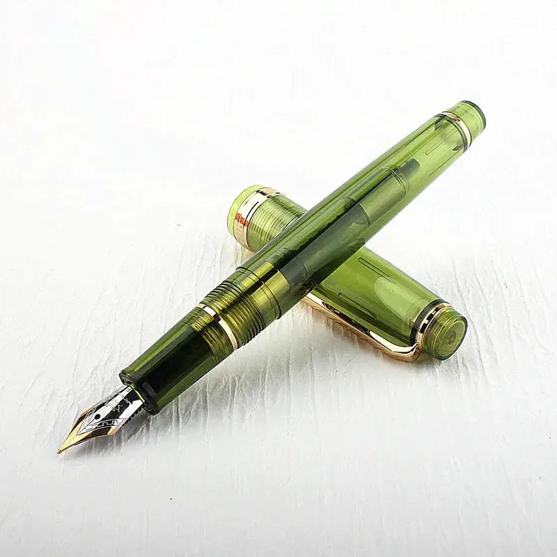 Jinhao 82 green acrylic fountain pen set with gold trim and converters (2 pens)