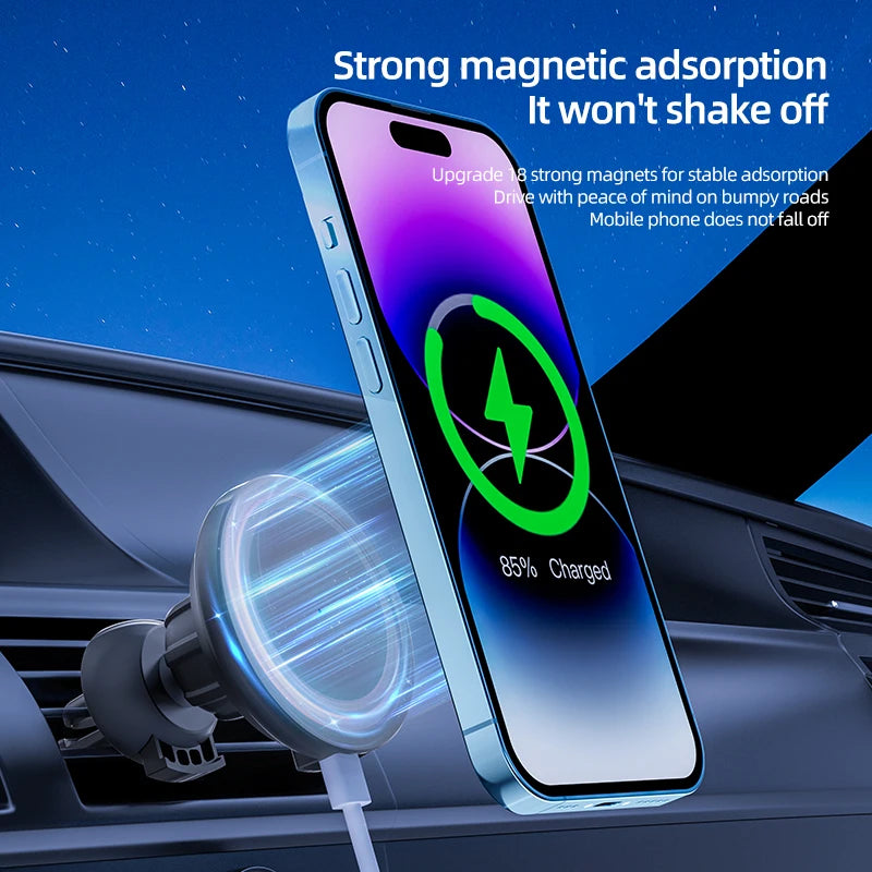 VIKEFON Magnetic Car Wireless Charger For iPhone 12 13 14 15 Pro Max