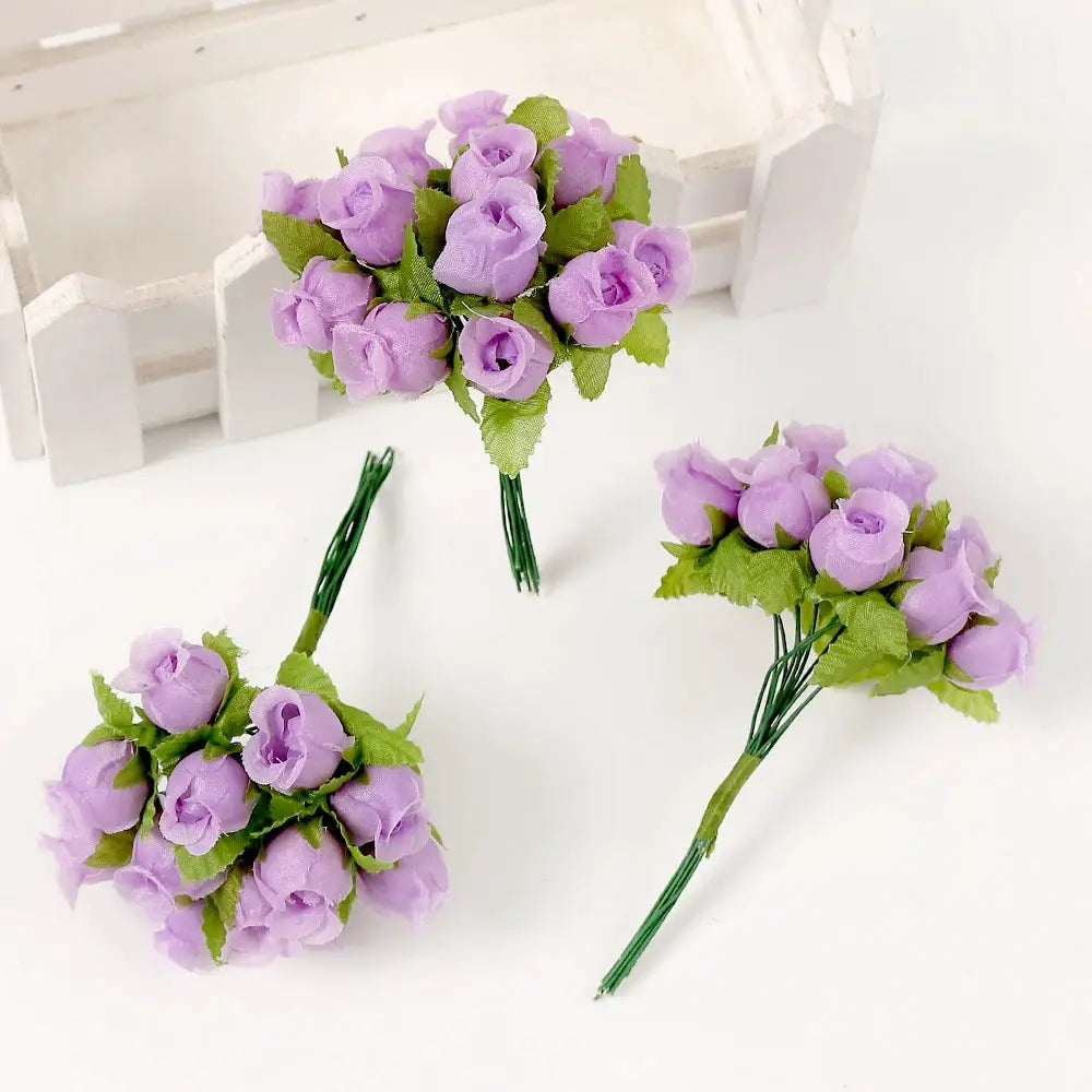 12 Pieces Mini Artificial Rose Bouquet Silk Roses for Home Decor and Wedding Decor Craft Wreath Gift