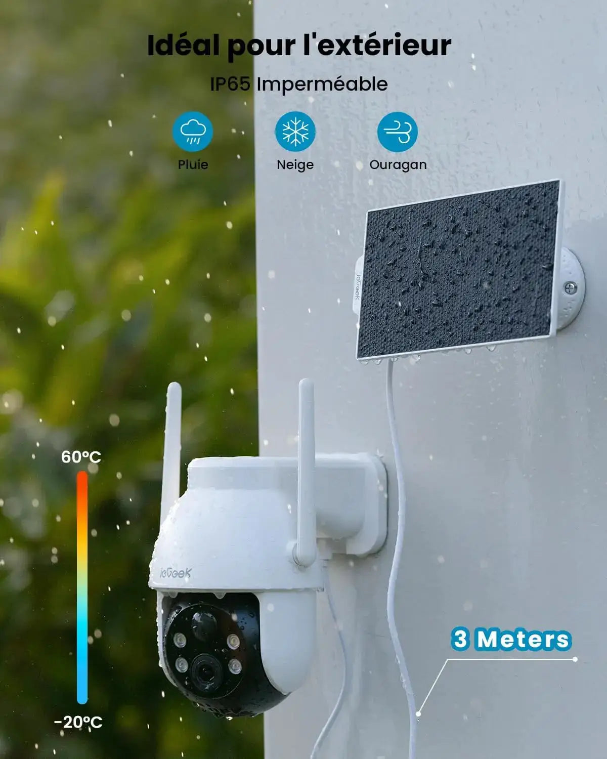 ieGeek 2K 3MP 360° PTZ outdoor solar surveillance camera with PIR motion sensor and color night vision, Simples Market