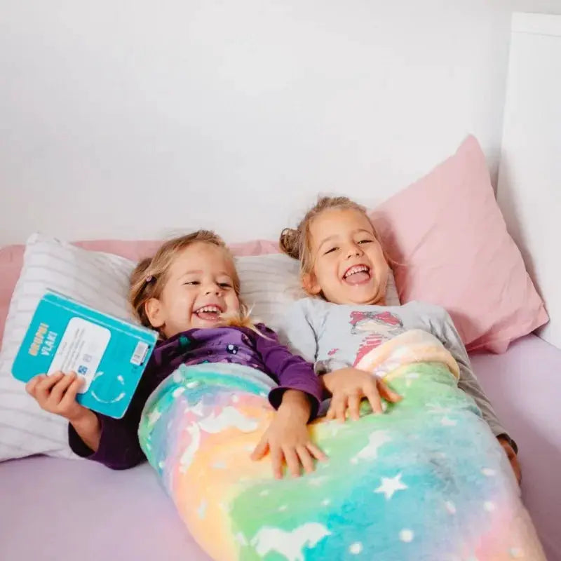 Night Glow Mermaid Tail Blanket For Kids Soft Flannel Fleece Wearable Companion Blanket All Seasons
