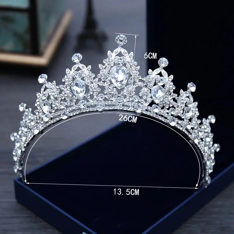 Crystal Wedding Tiara For Bride Silver Color Bridal Crown Diadem Veil Tiaras Hair Accessories Head Jewelry