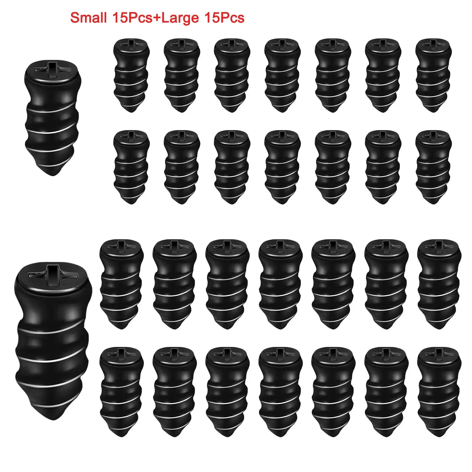 Simples Market tire repair screws set, 30 black rubber nails (15 small + 15 large) for car, truck and tractor wheels