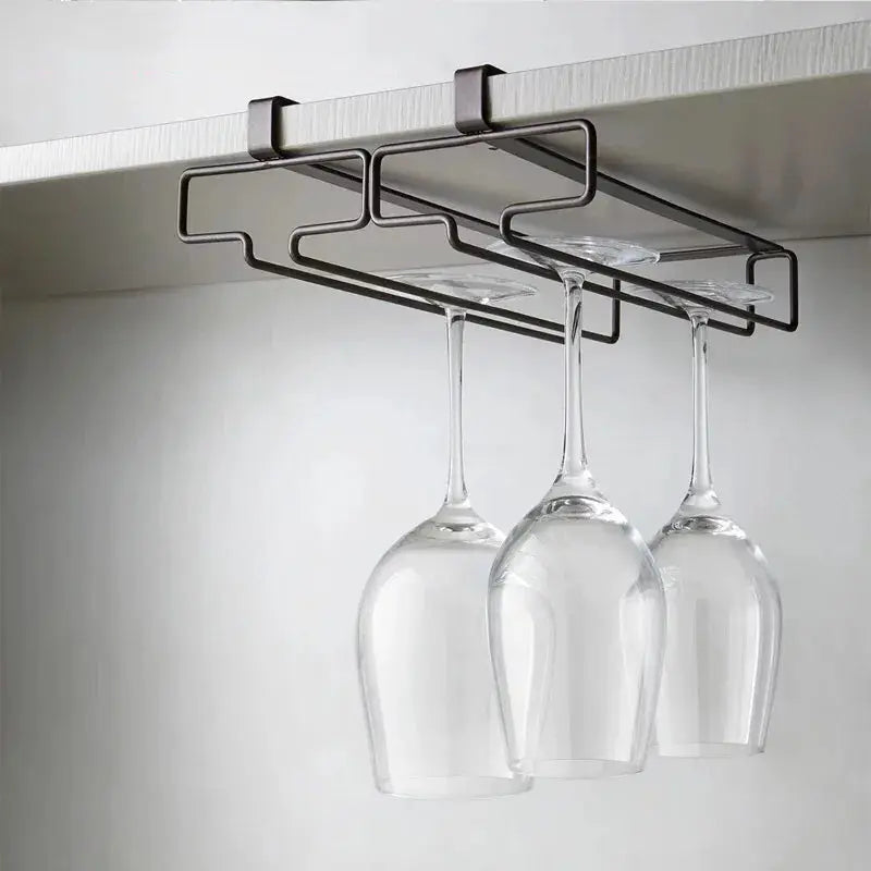 No Drilling Metal Wine Glass Holder Under Cabinet Stemware Rack For Kitchen Organization And Bar Storage