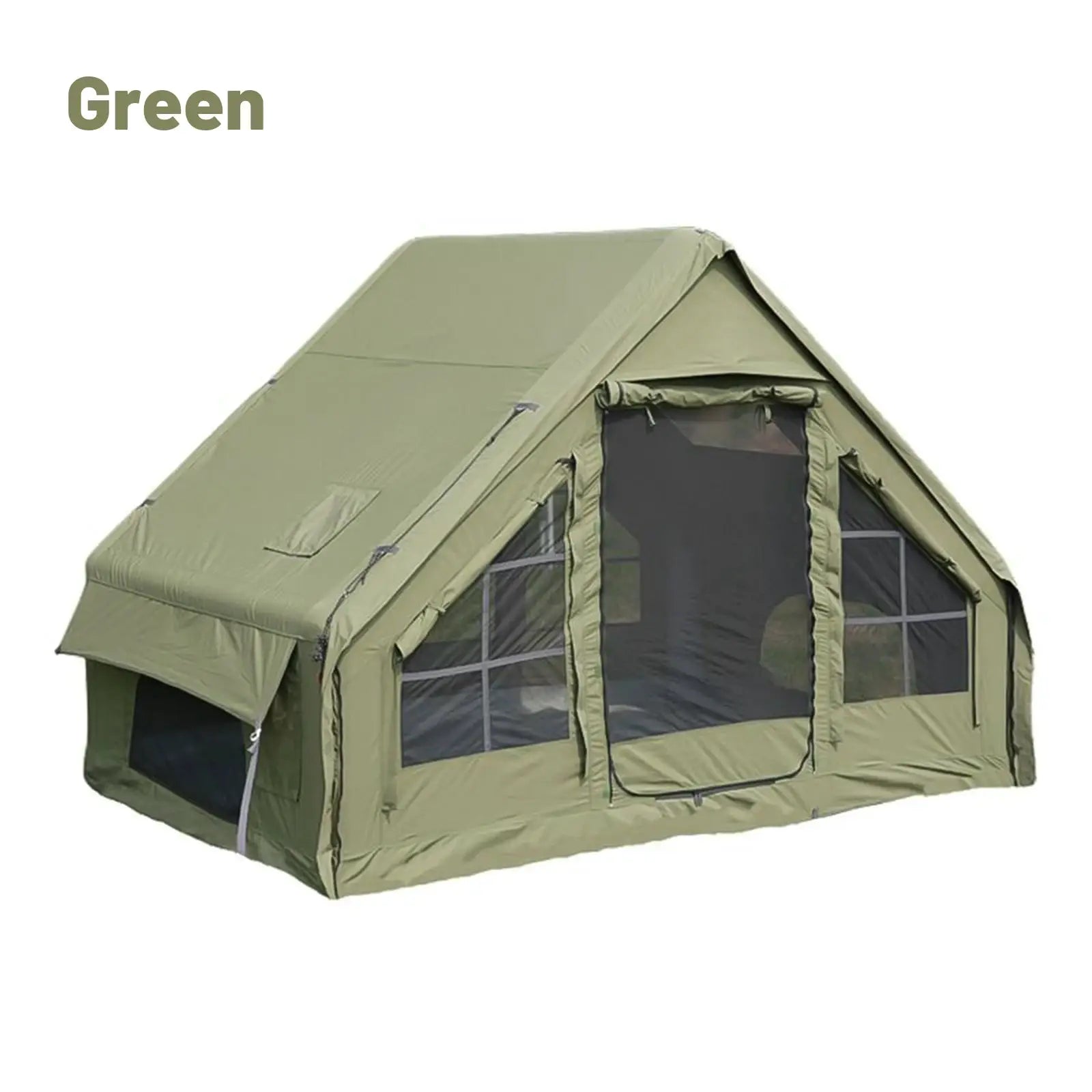 Inflatable camping tent by Simples Market, green 4–8 person family tent with large mesh windows