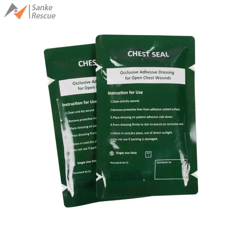 Chest Seal occlusive dressing, Simples Market, green sterile 2-pack for open chest wounds
