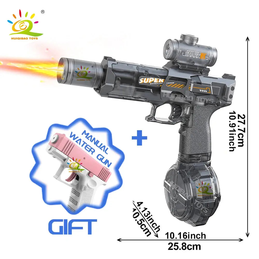 Huiqibao Electric Pulse Water Gun With Simulated Flame Sensor Light Fully Automatic Water Pistol For Outdoor Beach Fun