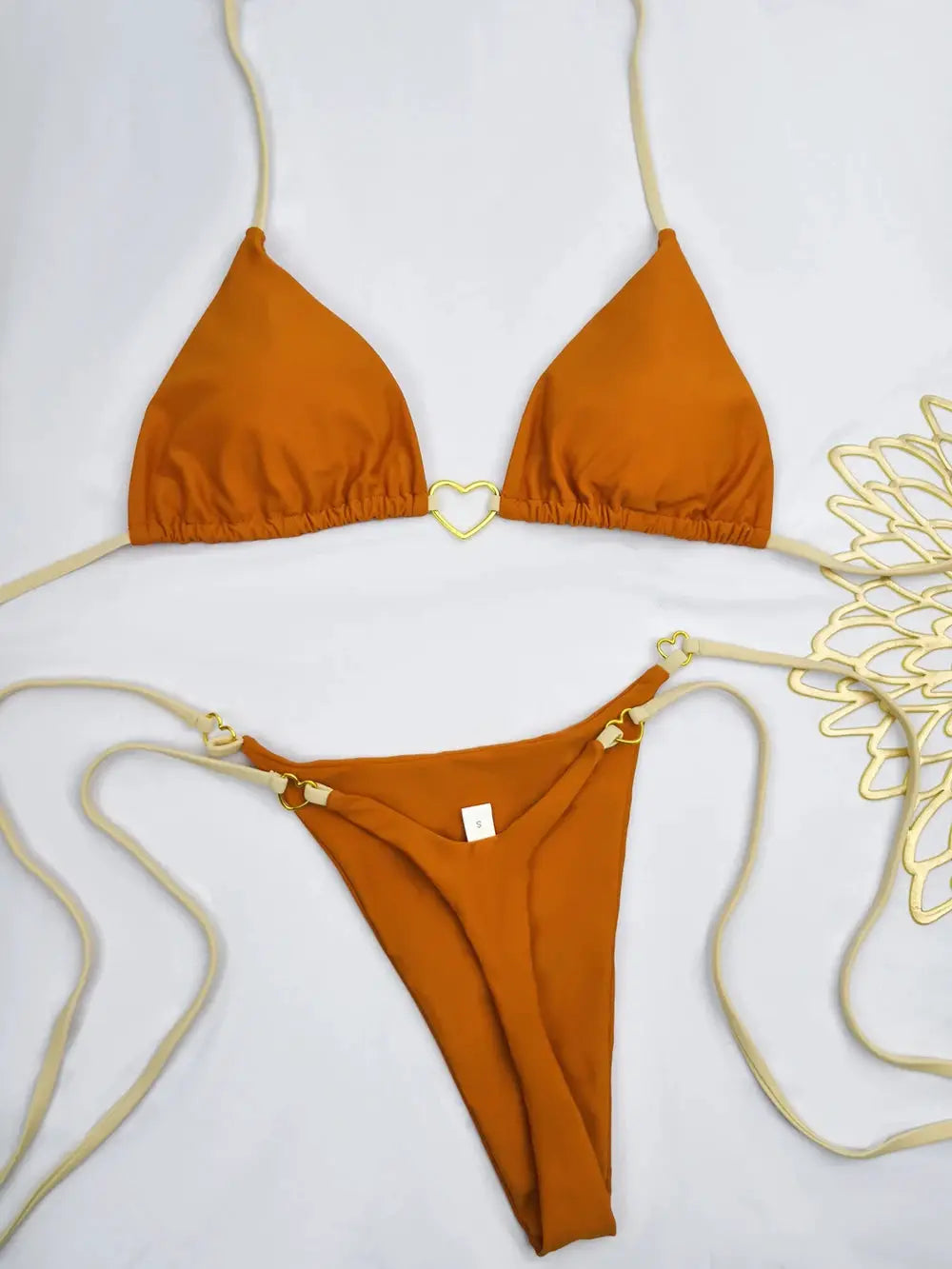 Sexy Halter Bikini Set Solid Color Low Waist Two Piece Swimsuit Triangle Top Thong Bottom Brazilian Biquinis