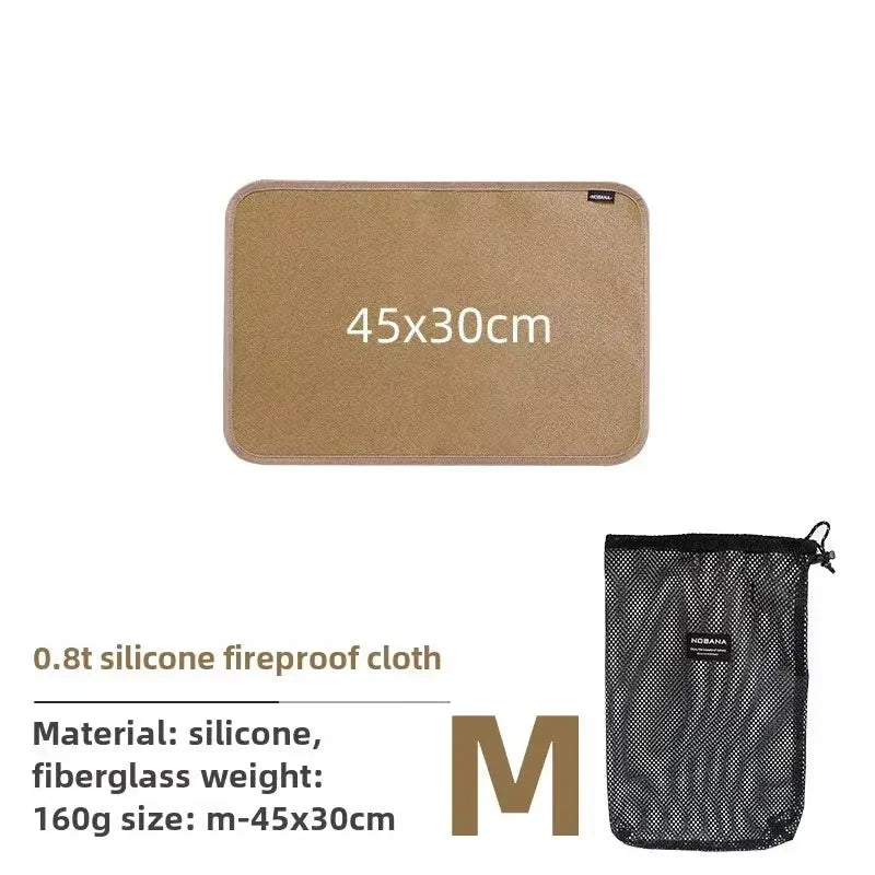 Simples Market fireproof silicone-fiberglass mat, 45x30cm, 2-piece set with black mesh carry bag