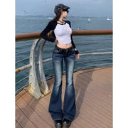 Y2K High Waist Slim Jeans Bootcut Flared Denim Trousers For Women