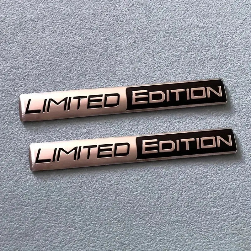 Limited Edition 3D metal emblems, silver with black lettering, 2-pack by Simples Market