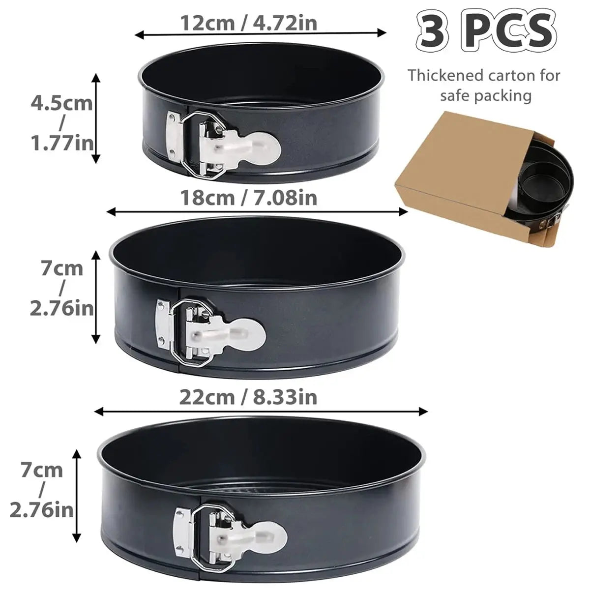 ChefCraft Springform Cake Pan Set Nonstick Round Bakeware With Removable Bottom Carbon Steel