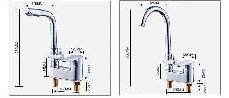 Simples Market chrome basin shower faucet set, deck-mounted single-handle hot/cold mixers, two faucets shown