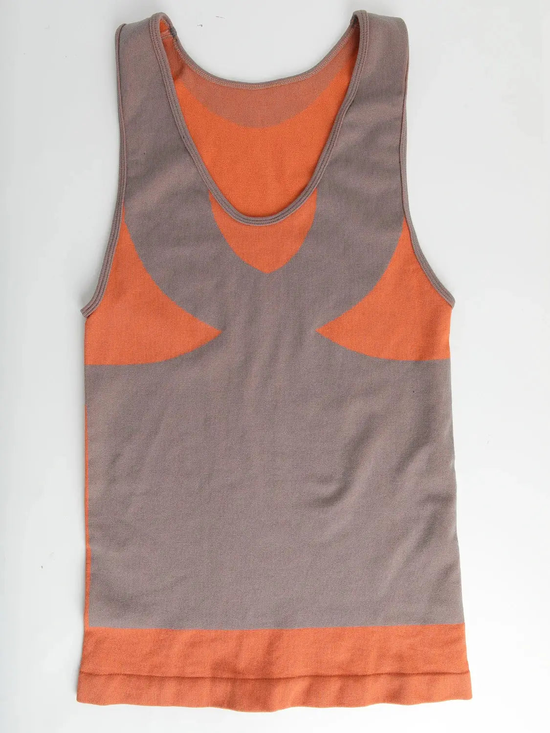 Men's shapewear tank top orange and gray color-block with tummy-control panel
