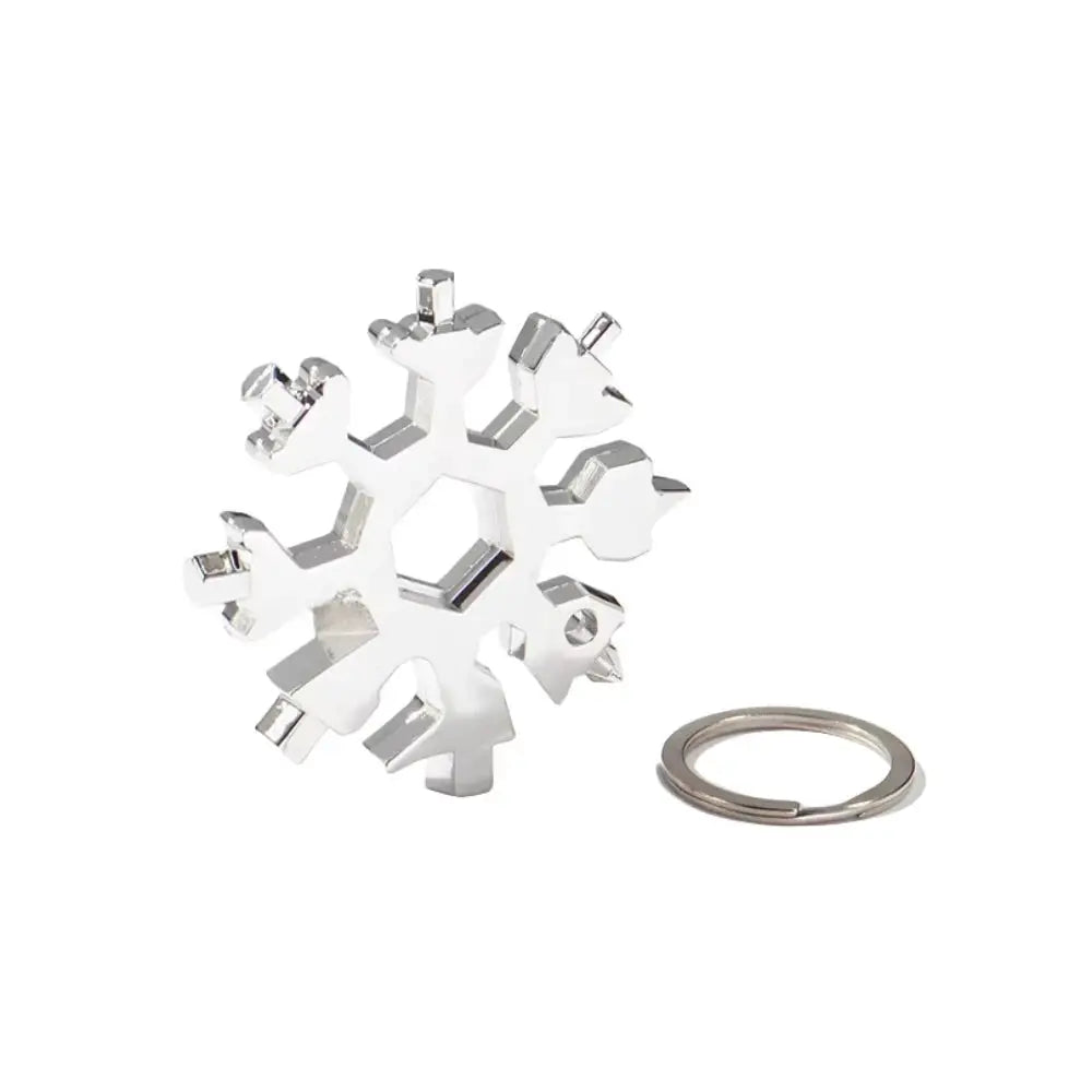 Snowflake 18-in-1 stainless steel multi-tool with bottle opener and keychain, Simples Market