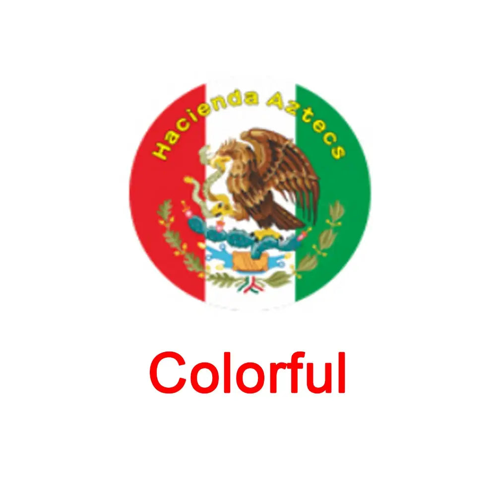 Gobo projector light with a colorful circular emblem featuring red-green halves and an eagle crest, Colorful.