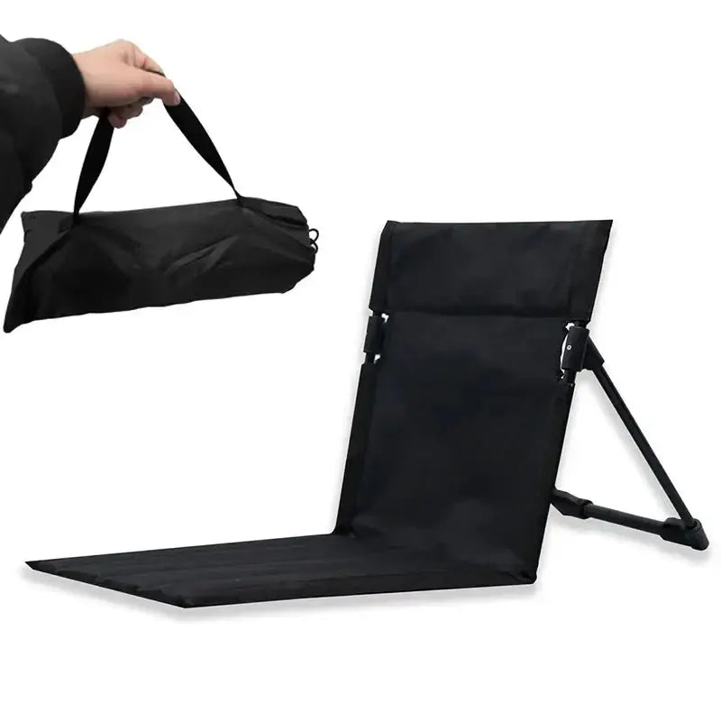 Simples Market foldable camping chair in black with backrest cushion and portable carrying bag