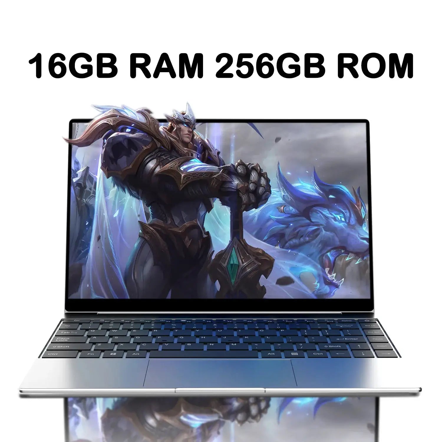 Laptop 14.1-inch with gaming artwork on screen, 32GB RAM, 2TB storage, Windows 11 Pro