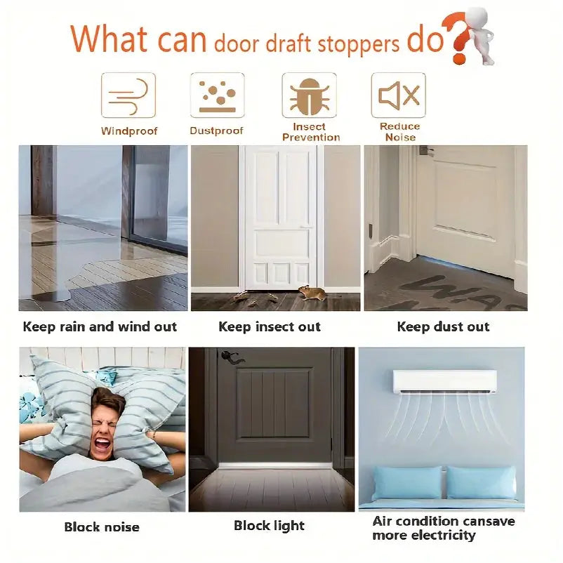 Self Adhesive Door Bottom Sealing Strip 1 Meter For Doors And Windows PVC Sound Insulation Windproof Draft Blocker