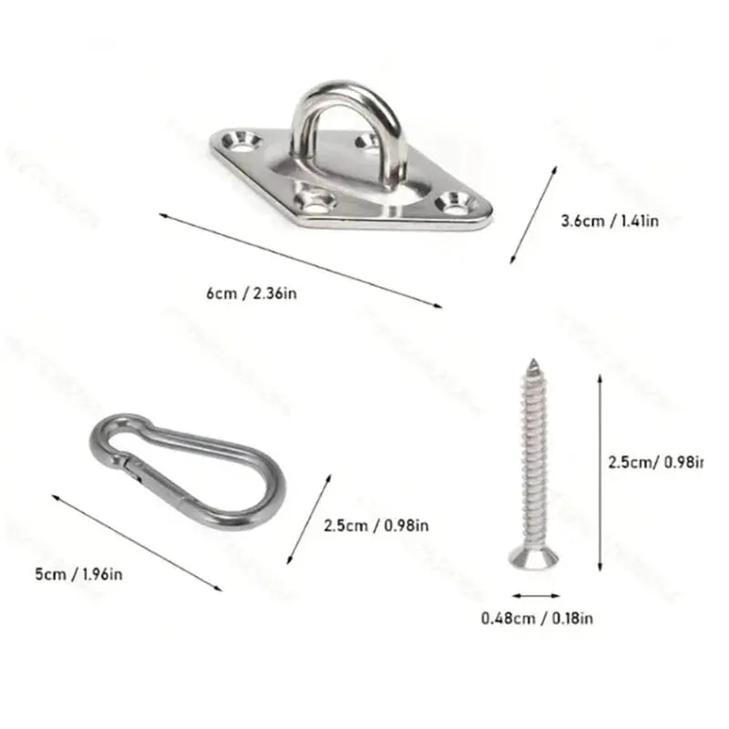 Two Pack Heavy Duty Wall and Ceiling Mount Hooks Stainless Steel Swing Chair Brackets with Eye Plate