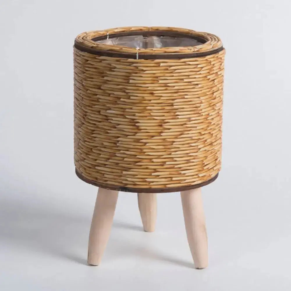 Fashion rattan woven flower pot by Simples Market with removable three-legged stand, natural brown