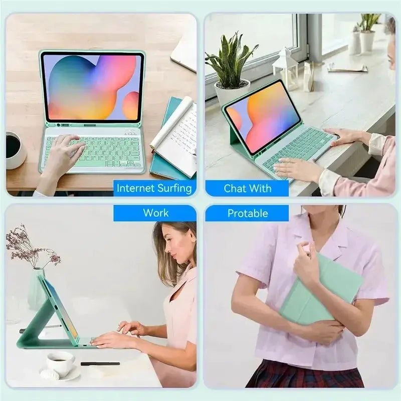 Candy Color Bluetooth Keyboard Case With Magnetic Leather Stand For iPad 10.2 Inch Gen 7 8 9 10 Pro Air Mini 5 6