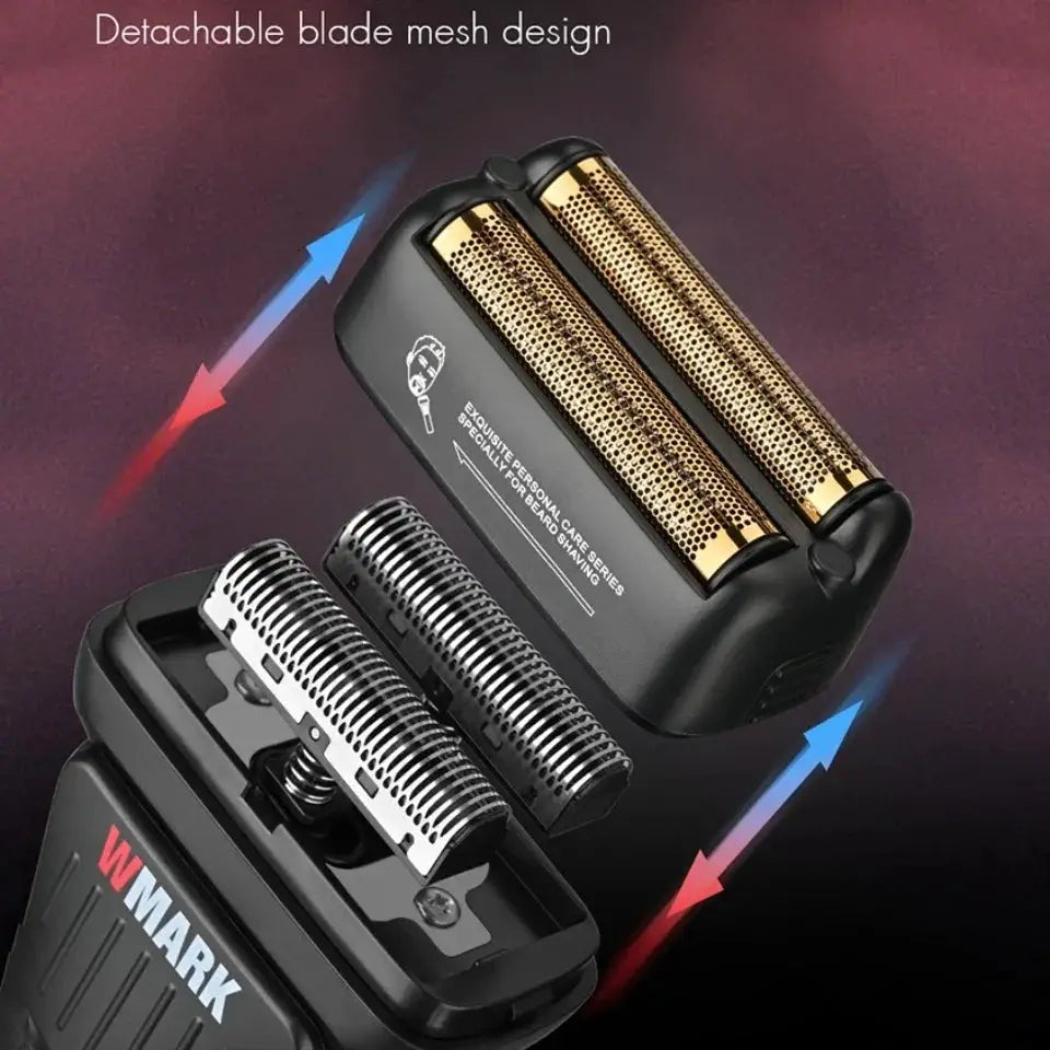 WMARK NG-7982 professional hair trimmer with gold-plated double blades and detachable blade mesh design