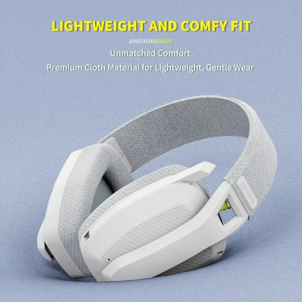 BINNUNE BW06 wireless gaming headset with microphone, white over-ear design for PS5 PS4 PC Mac