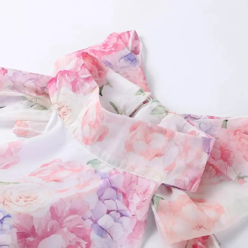 Floral Printed Backless Mini Dress Sleeveless A Line Party Clubwear
