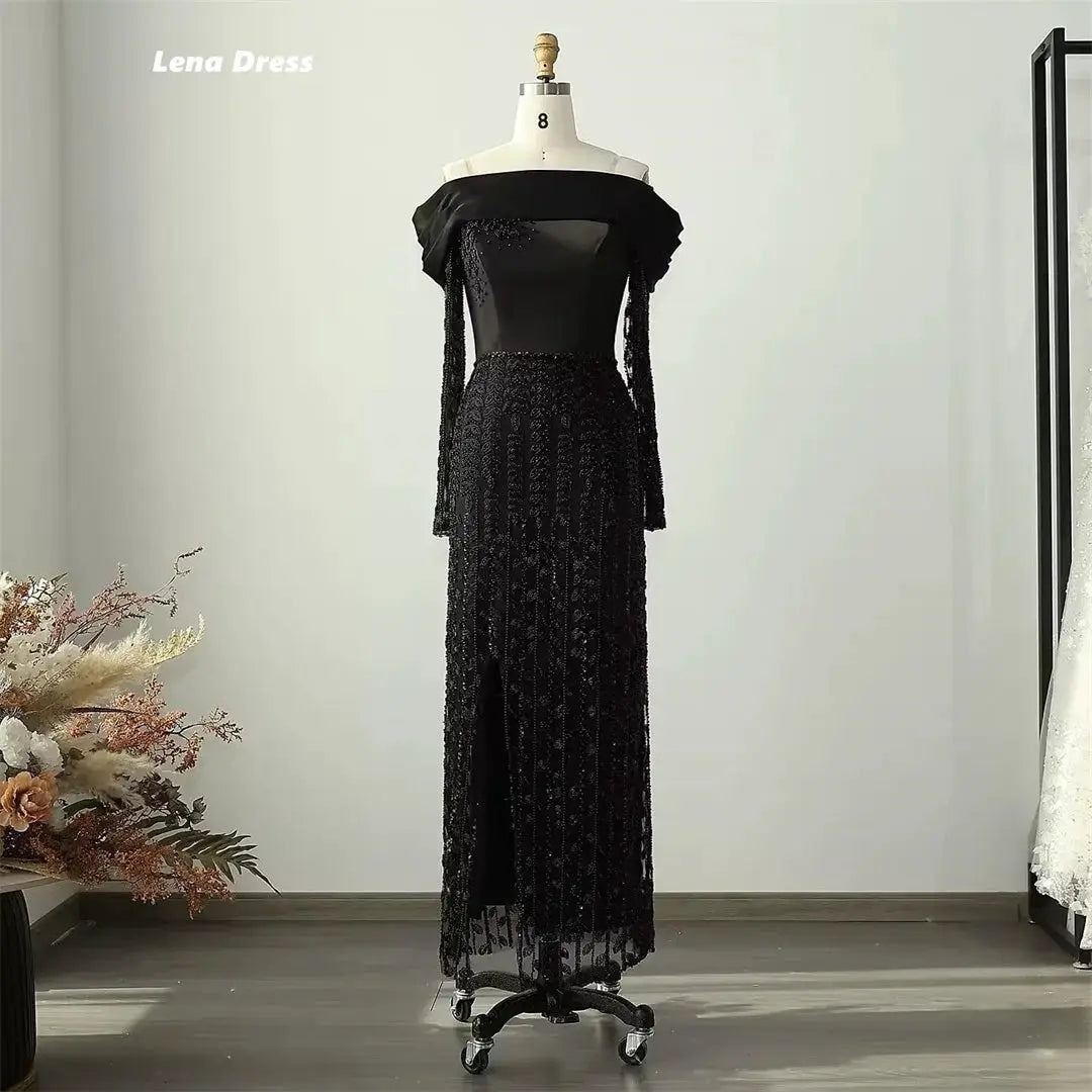 Lena Luxurious Black Mermaid Evening Dress With Lace Prom Gown