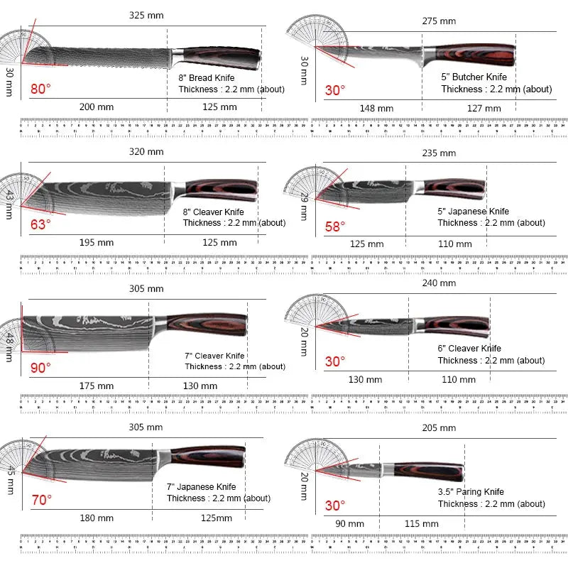 Professional Laser Damascus Kitchen Knife With Wood Handle For Bread Fruit Fish Meat Boning And Slicing
