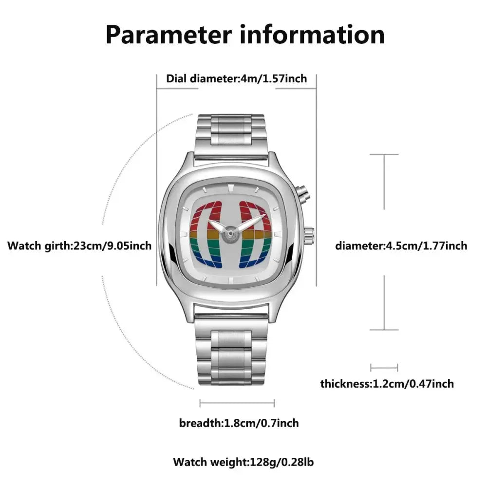 Men's dual-display stainless steel watch with silver-tone band, waterproof quartz