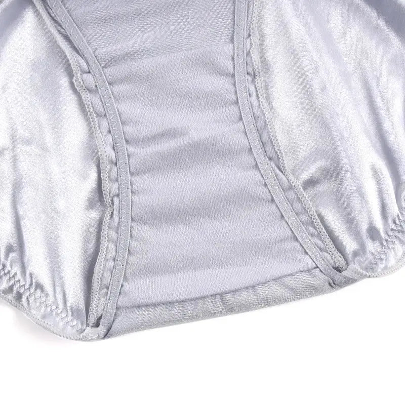 Women's satin briefs in light gray, low-waist, breathable stretch underwear by Simples Market