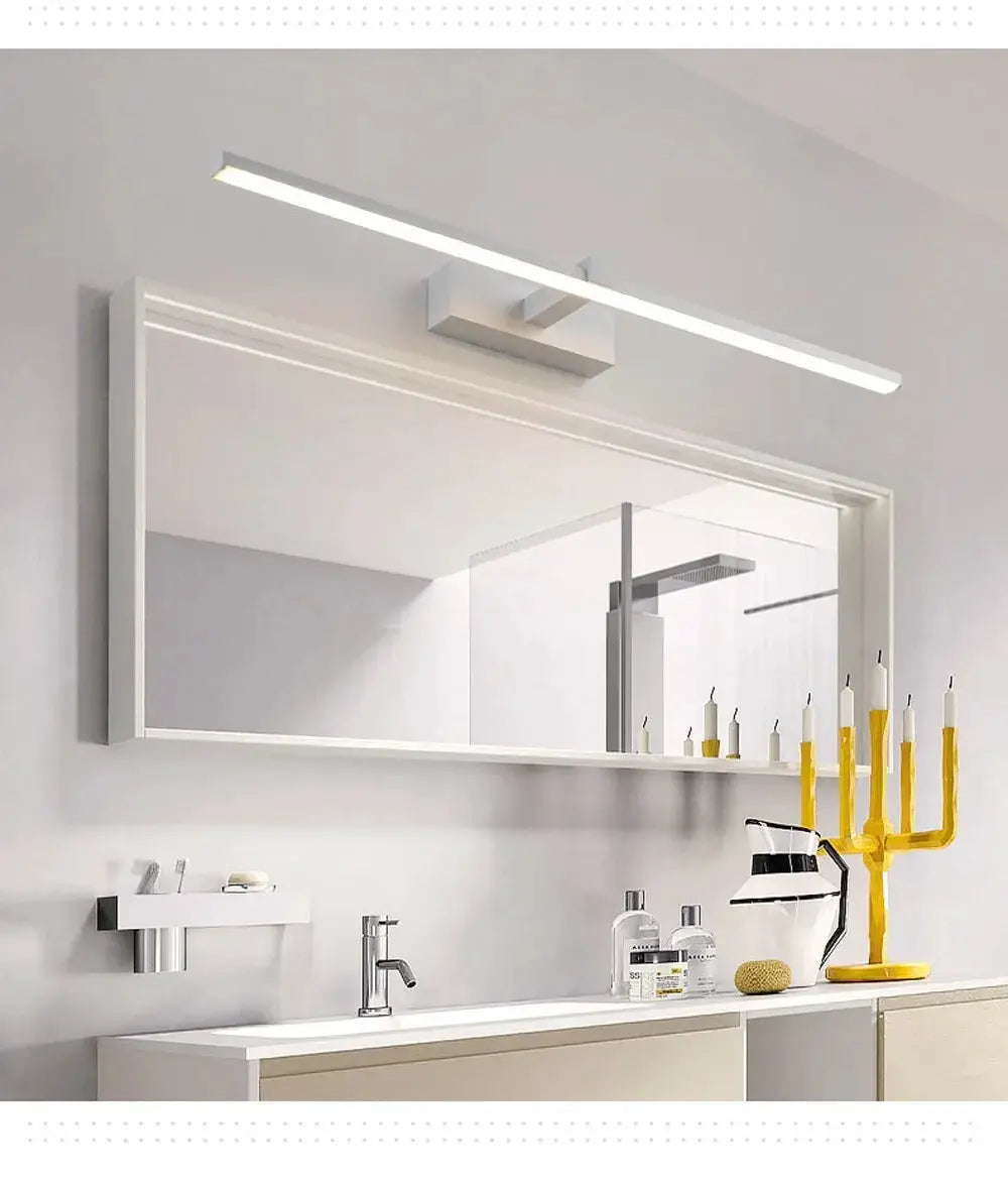 LED bathroom mirror light bar, waterproof white finish, modern indoor wall lamp