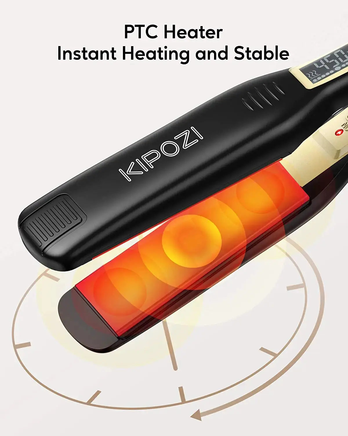 KIPOZI titanium flat iron hair straightener with digital LCD display dual voltage
