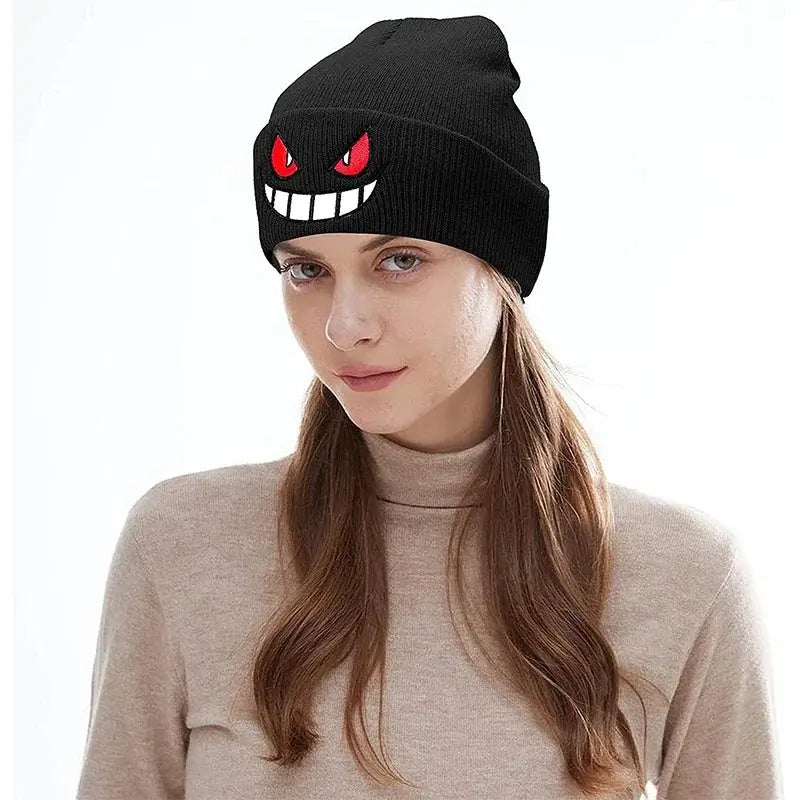 Anime Cap Unisex Embroidered Knitted Hat For Adults And Kids Cartoon Pattern Cosplay Prop Halloween Christmas Gift
