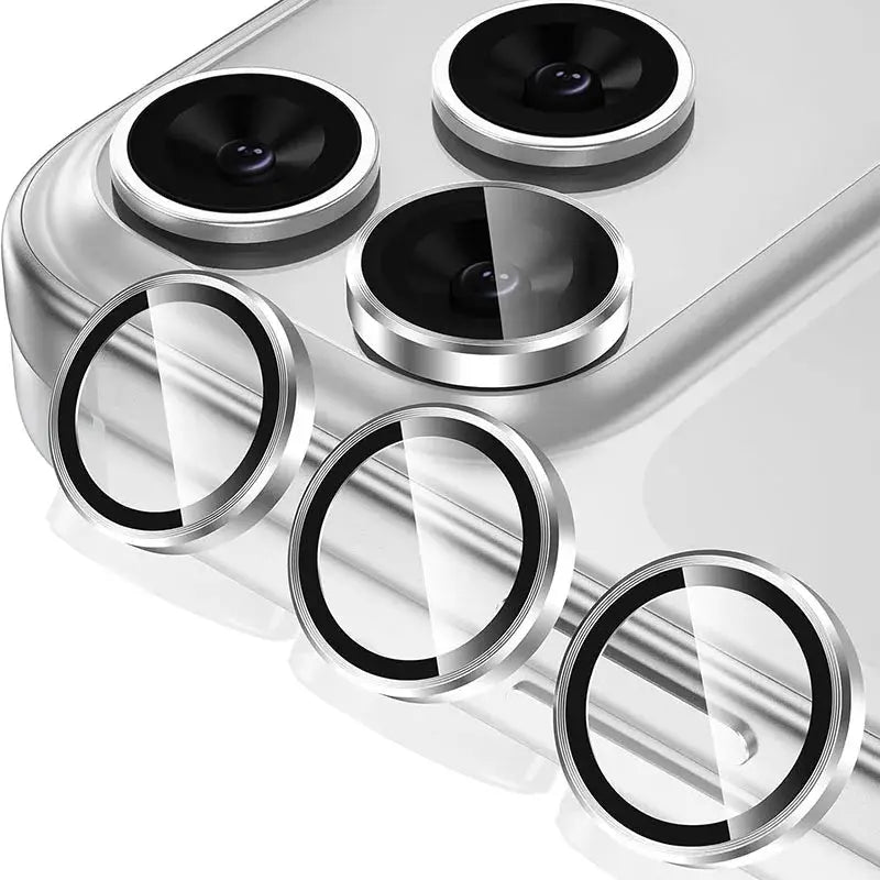 Simples Market metal glass camera lens protector rings for iPhone 17 Pro/Max, tempered glass lens cover set of 4