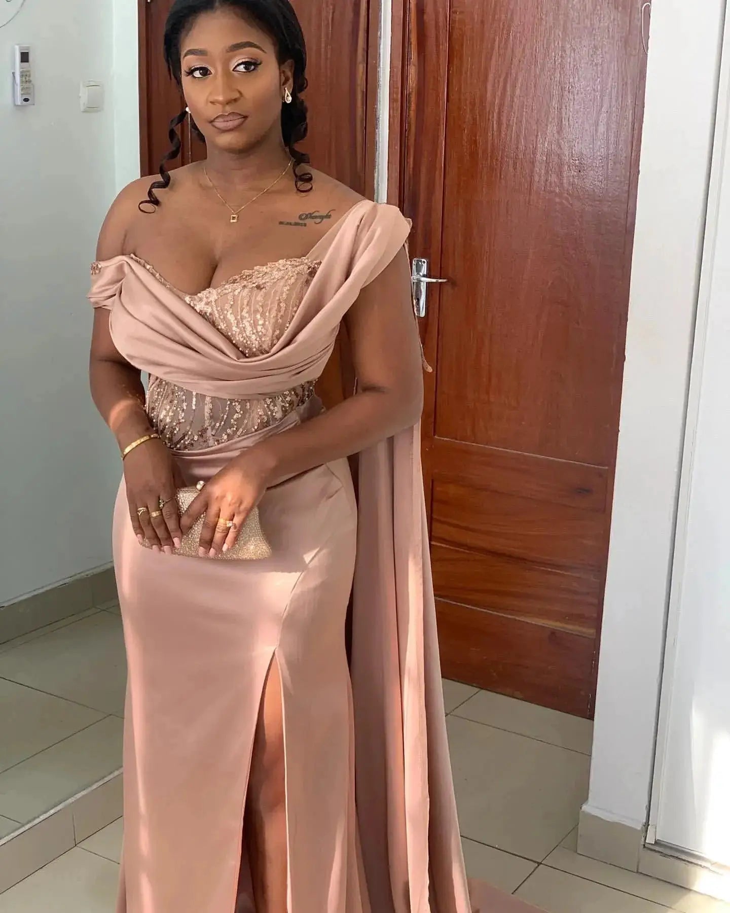 Elegant Mermaid Satin One Shoulder Prom Party Bridesmaid Dress 2025