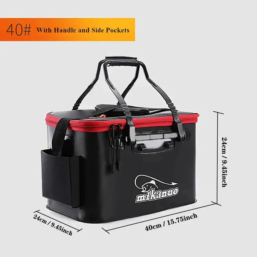 AquaEdge Portable Collapsible Fishing Bag Live Fish Box Water Container And Tackle Organizer For Camping