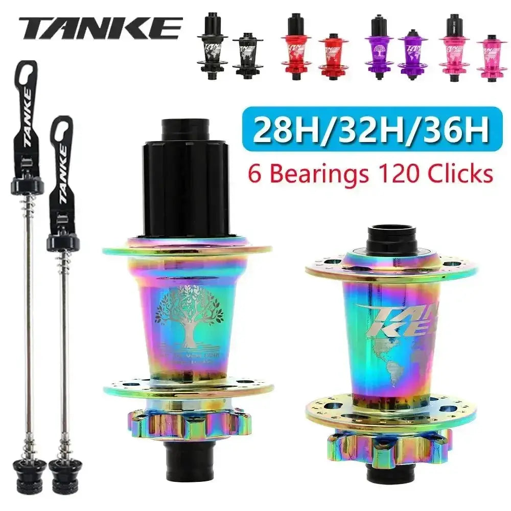 TanKe 120 Click MTB Front Rear Hub 120 Engagement 6 Bearings Thru Axle HG 8 9 10 11 12 Speed Disc Brake 28 32 36 Holes