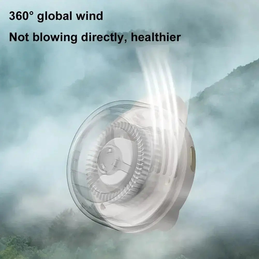 Portable clip-on bladeless fan with 3-speed control for outdoor camping and travel