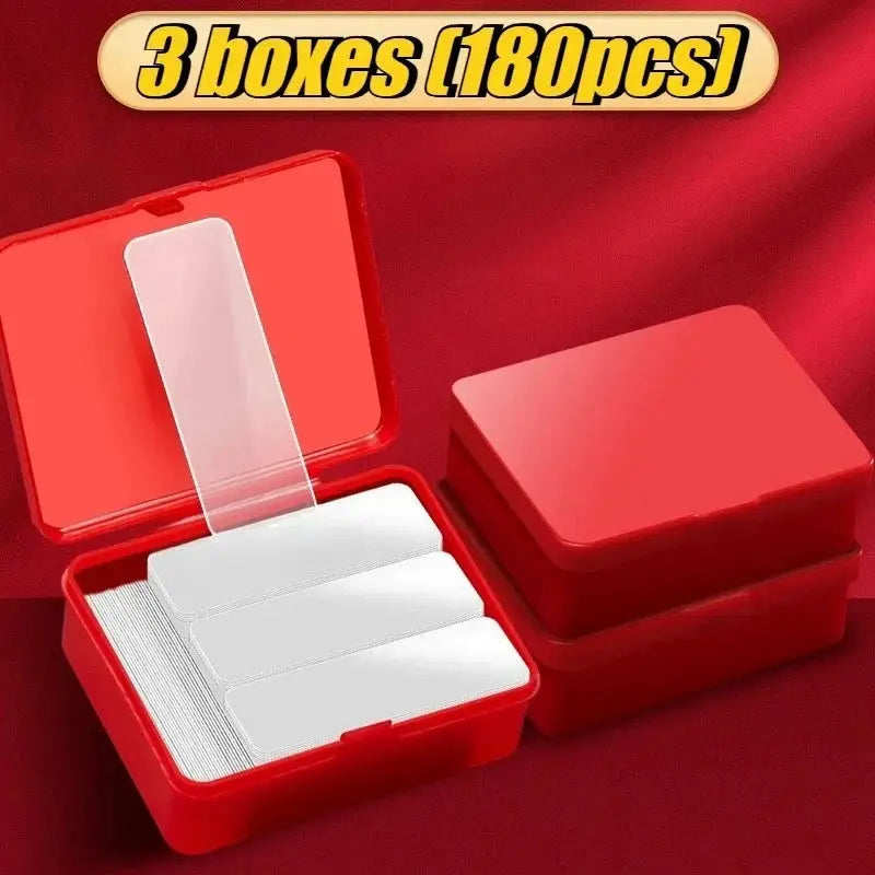 Simples Market reusable double-sided adhesive tape sheets in red cases; 3 boxes (180pcs) total