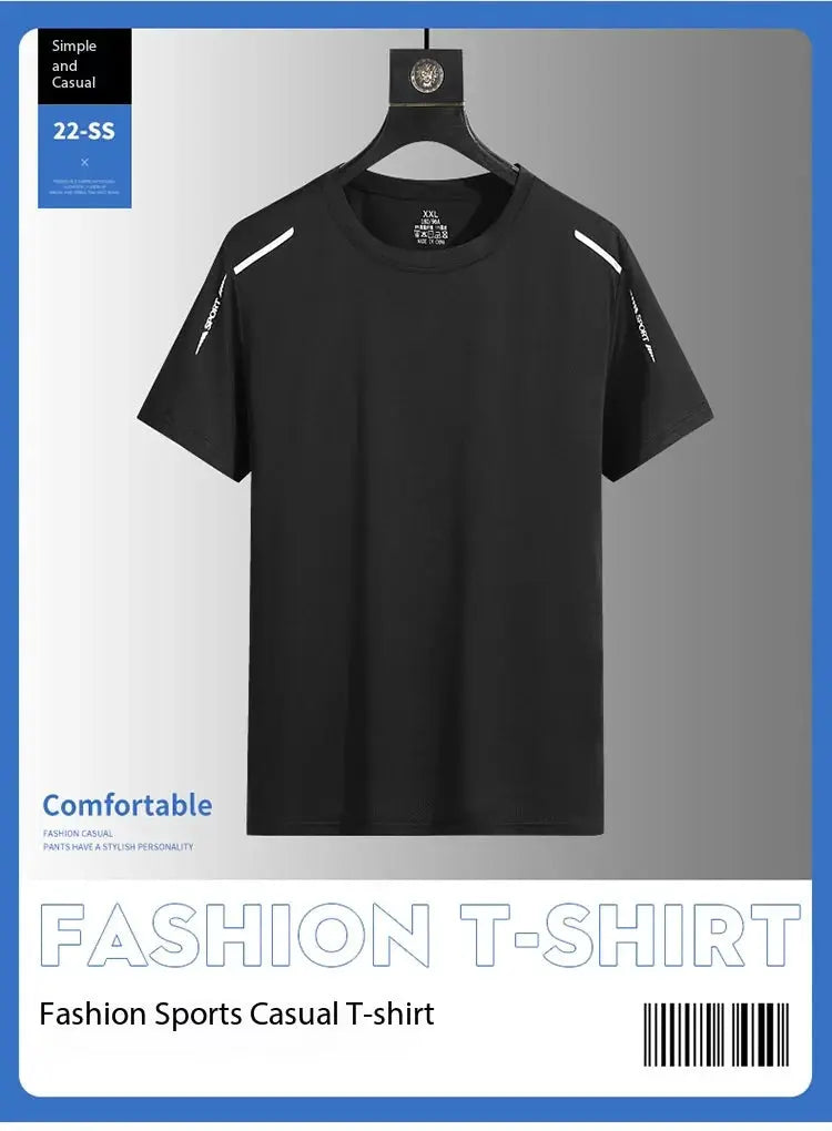 Men's quick-drying T-shirt, black breathable short-sleeve for outdoor sports by Simples Market.