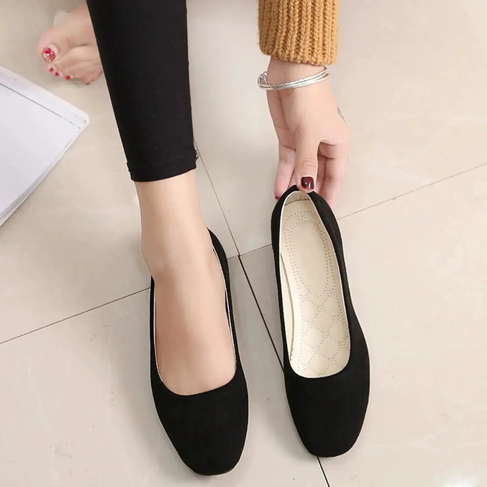 LuxeStep Women Suede Loafers With Flat Heel And Shallow Square Toe For Spring And Summer Comfort